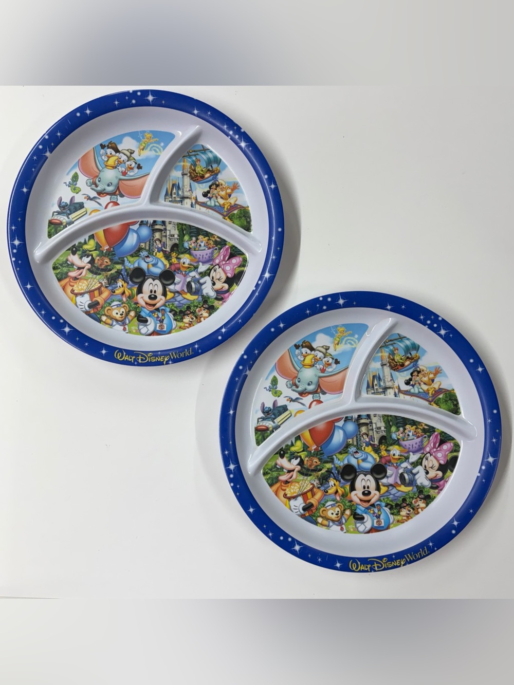 Walt Disney World Melamine Plates Collectible Mickey & Friends Section Lot of 2